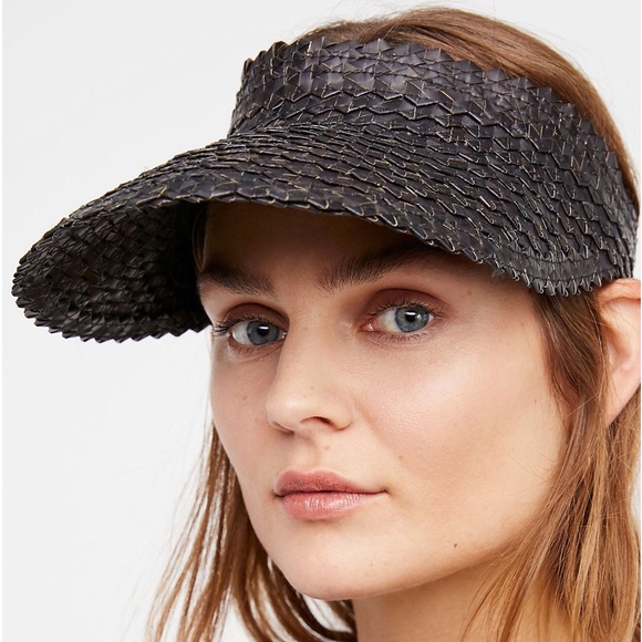 Black Straw Visor 🌞 Same as Free People Baha Hat - Picture 1 of 7